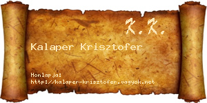 Kalaper Krisztofer névjegykártya